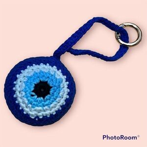 Handmade Crochet Evil Eye Protection Keychain   Perfect addition to your keys or
